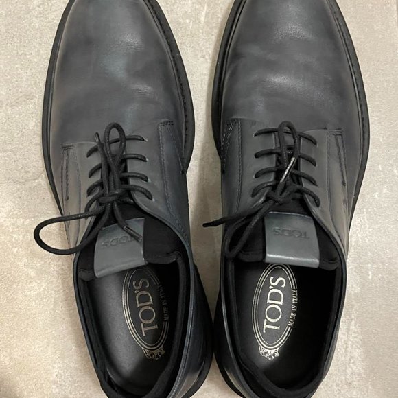 TOD\'S LEATHER LACE-UPS WITH SOCK INSERT, Blue/Gray main image 5